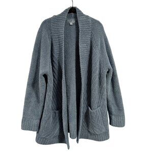 Barefoot Dreams Cozychic‎ Directional Ribbed Cardigan In Blue Mirage Size XL